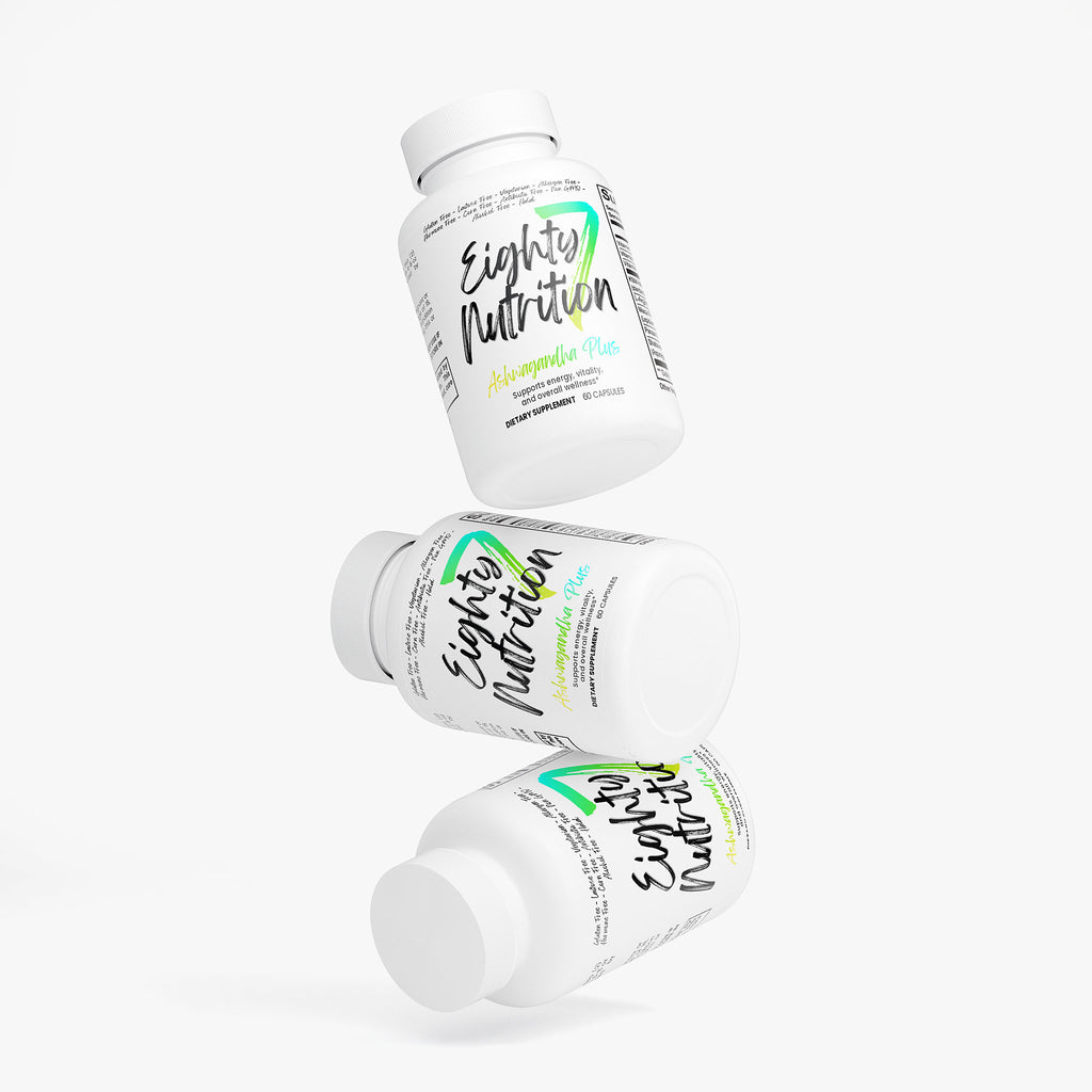 three bottles of Ashwagandha plus stacked